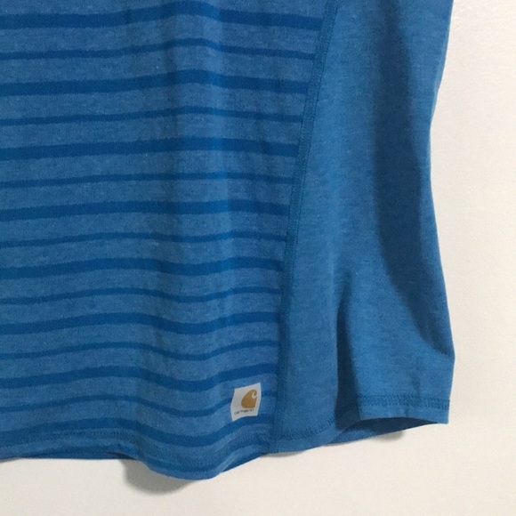 Carhartt force blue striped crew neck short sleeve shirt size Small - Picture 5 of 9